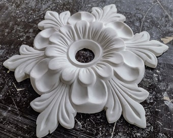 10-inch ceiling medallion in a flower shape, for light fixtures, 3d wall art installation, wall hanging flower large, plaster ceiling rose