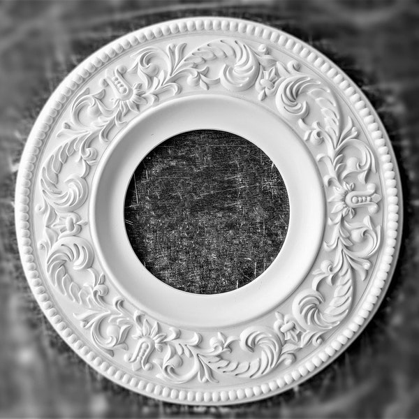 15" Vintage Plaster Ceiling Medallion | Classic & Contemporary Fusion | Large 6.4" Inside Diameter | Timeless Elegance for Modern Spaces