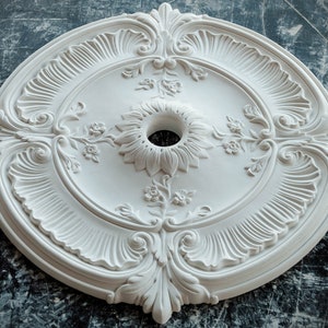14&quot;,22&quot;,30&quot; Vintage Plaster Ceiling Medallion-Rosette: Ideal for Light Fixtures, Chandeliers, Fans, and 3D Wall Art Installation, Home Decor