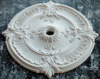 30" Vintage Plaster Ceiling Medallion-Rosette: Ideal for Light Fixtures, Chandeliers, Fans, and 3D Wall Art Installation in Home Decor