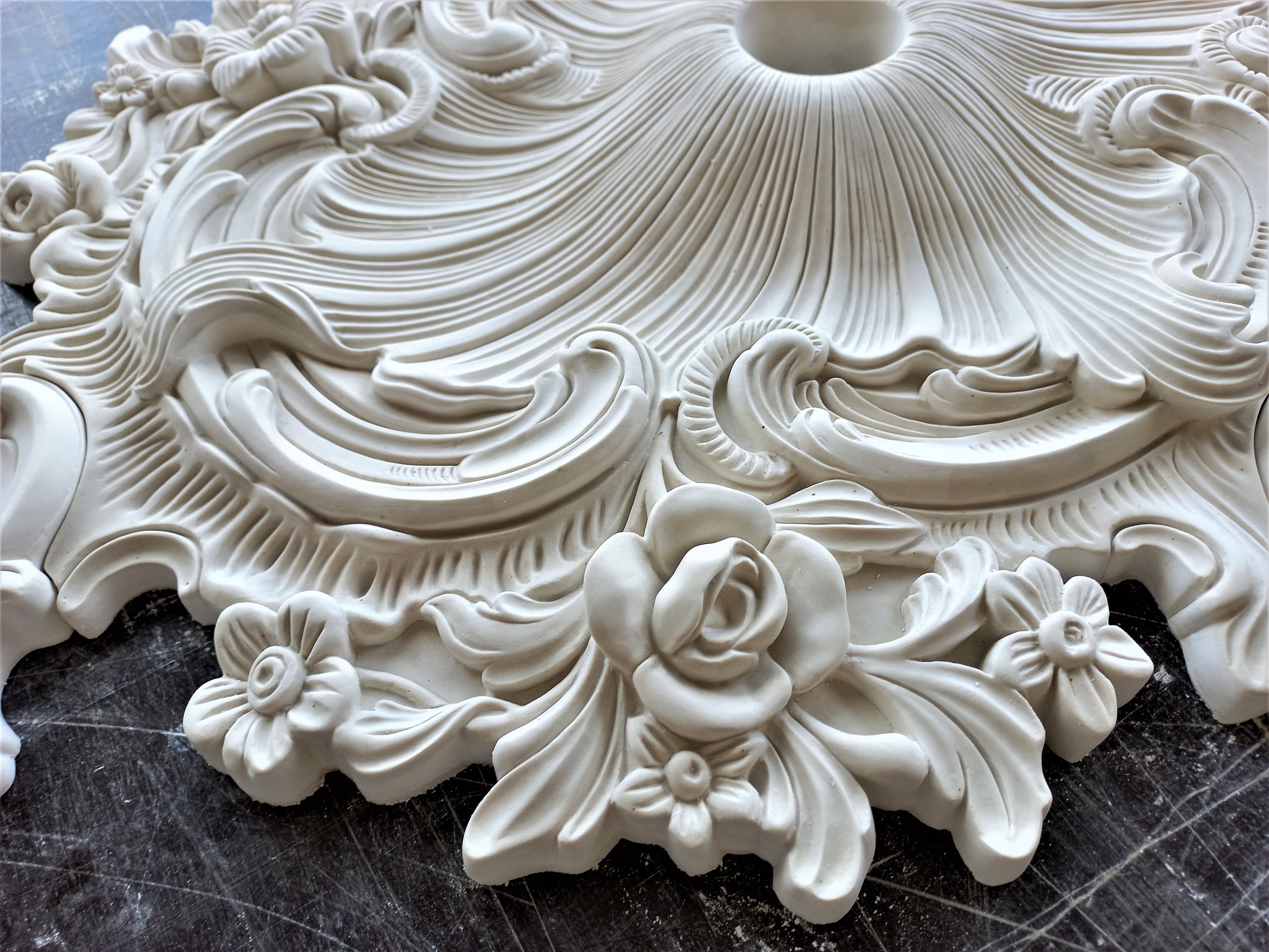 ELFCAB 2 PCS Vintage Carved Flower PU Ceiling Medallion For Light Fixtures And Ceiling Fans 10-1 - View #10