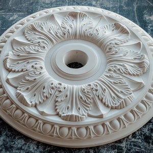 18&quot; Vintage Plaster Ceiling Medallion with Intricate Carved Leaves and Exquisite Patterns - Classic Home Decor, and Ceiling Decoration