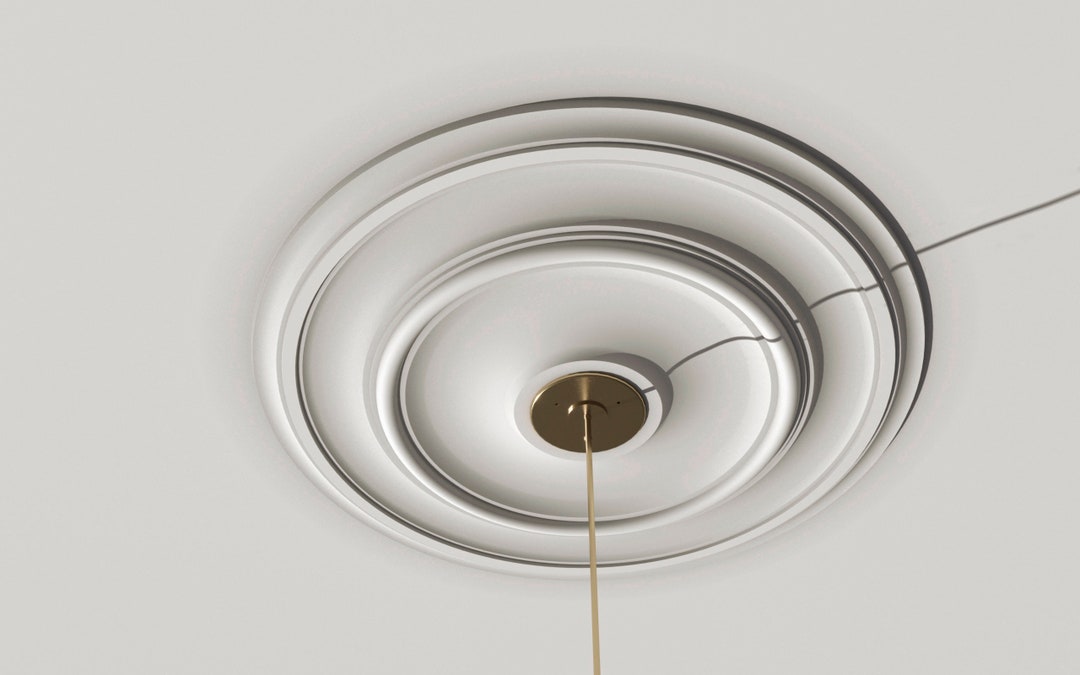 Sleek and Minimalist: Plaster Ceiling Medallion With Soft Lines Design