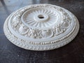 25in antique ceiling medallion with curves and flowers for light fixtures, 3d art wall hanging decor installation, plaster ceiling rosette