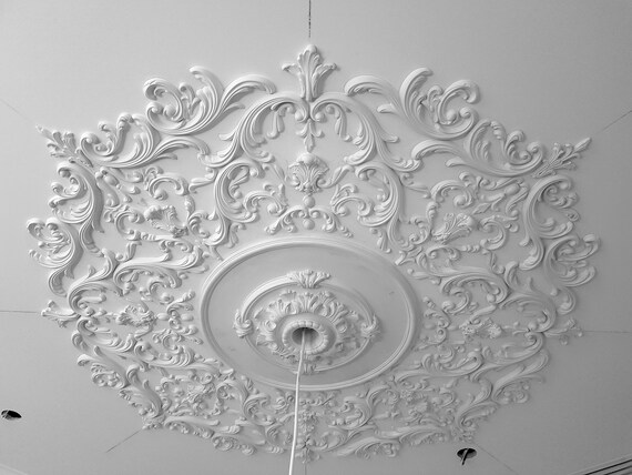 Médaillon Plafond Fendu En PU - Rosace Décorative Adhésive 30.5cm | Pour Cacher Câbles Luminaire & Décoration Intérieure