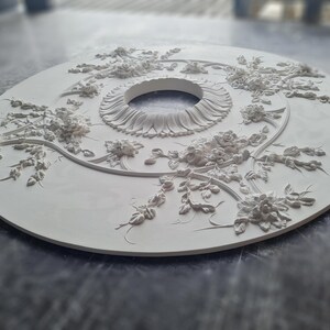 26" Modern Plaster Ceiling Medallion With Lifelike Roses and Leaves ...