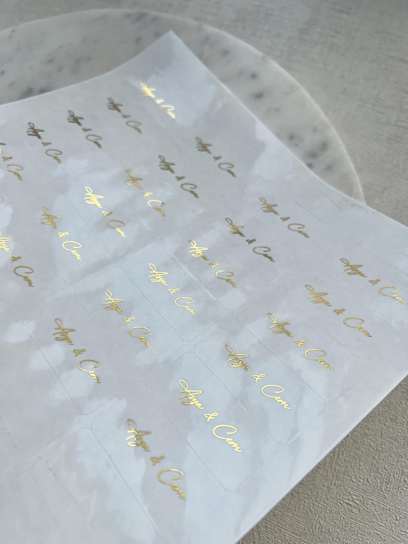 Personalized stickers for wedding, christening, and birthday favors | Custom DIY labels, transparent glossy stickers image 2