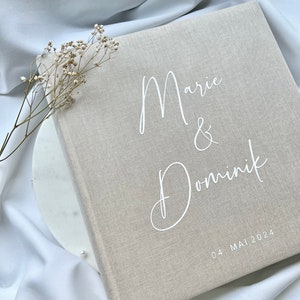 Personalized linen wedding guest book – linen photo album – memory book with names & dates – wedding album gift for the bride and groom