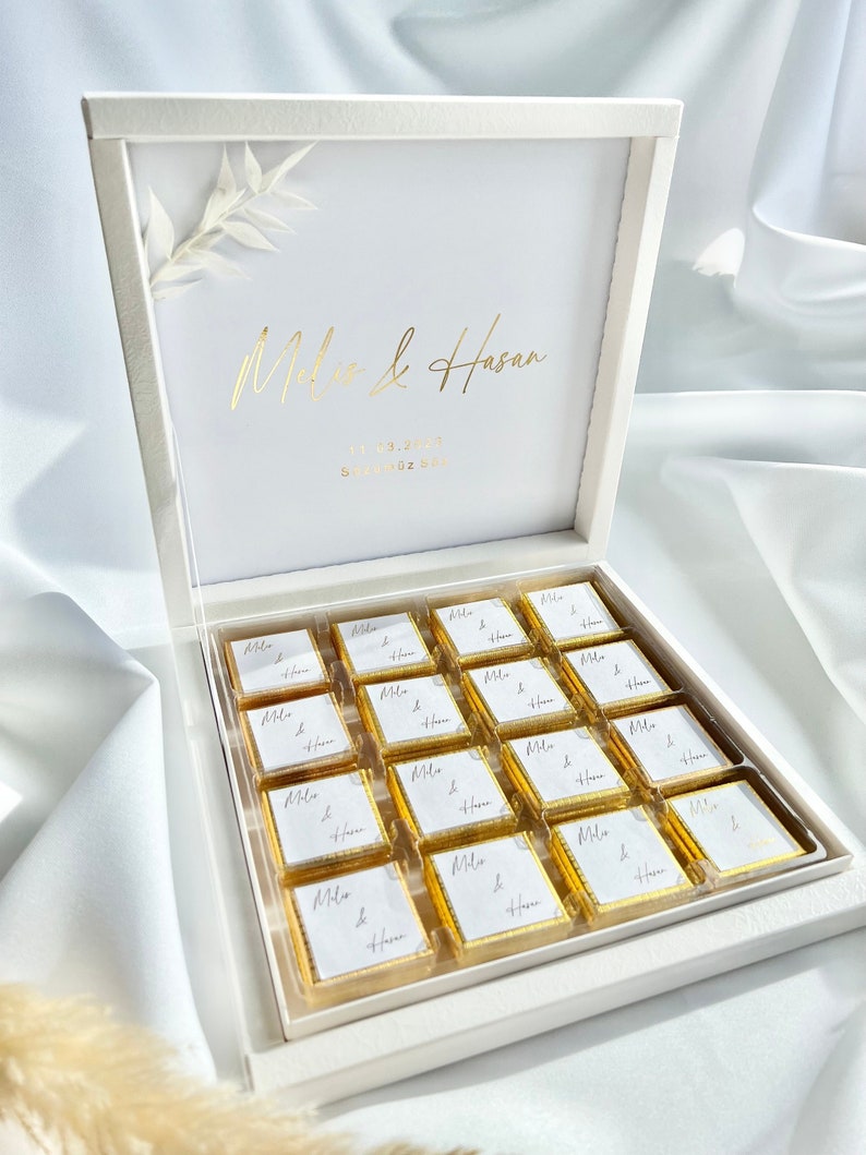 Personalized Chocolate Box | Wedding Favor, Engagement, Nişan, Söz ...