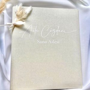Aile cüzdani in lino A5 e A4 cartella documenti beige per matrimonio
