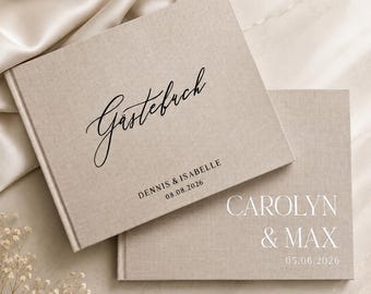 Personalized Linen Wedding Guest Book | Custom Wedding Guest Book | Guest Book with Names & Date | Wedding Photo Album | Gift