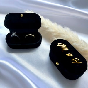 Personalized ring box velvet black