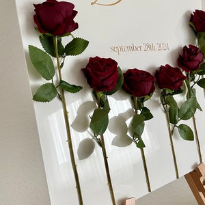 Welcome sign for henna night wedding, acrylic | Personalized reception sign with artificial roses | Henna night wedding decoration image 7