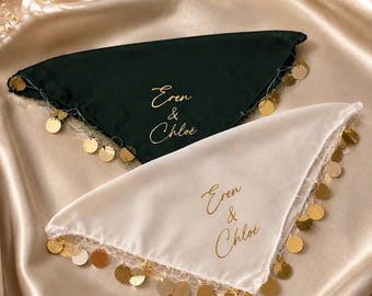 Personalized Halay Mendil with Names • Wedding Henna Engagement • Embroidered Halay Cloth Accessory Gift Tradition