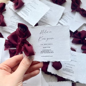 Invitation cards made of handmade paper with bow Kina nisan engagement
