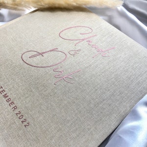 Linen guest book wedding beige photo album image 7