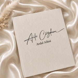 Aile Cüzdanı personalisiert – Türkisches Stammbuch aus Leinen – Dokumentenmappe in A5 oder A4 – Geschenk zur Hochzeit