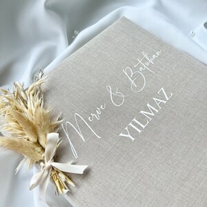 Linen guest book wedding beige photo album image 8