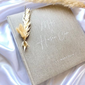 Linen guest book wedding beige photo album image 2