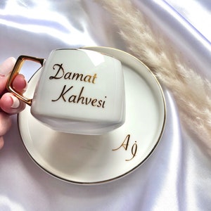 Personalized Mocha Mug with Coaster | Coffee Mug Wedding & Engagement | Damat Kahvesi Kız İsteme Mug Söz Ceremony Gift