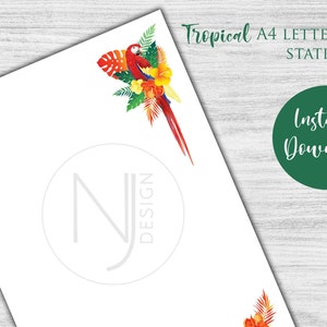 Cancelleria con lettere A4 tropicale Cancelleria con lettere pappagallo Carta intestata stampabile tropicale Cancelleria stampabile Set per scrivere lettere JW Ministero JW
