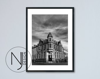 Zwart-wit architectuur Foto Kunst Urban Street Fotografie 5 x 7 Afdrukbare Zwart-wit foto 8 x 10 Foto Downloadbaar A3 Download Print