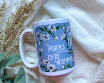 Blue and White Floral 15 oz Bible Verse Mug