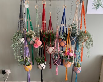 Handmade Macrame Plant Hanger with Wooden Beads