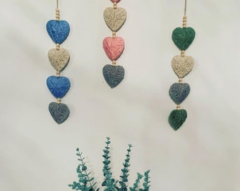 Boho Beaded Heart Garland: Handmade Nursery Wall Art