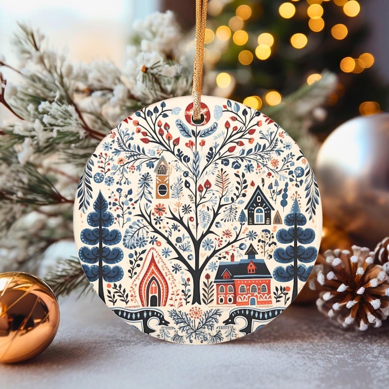 Winter Folk Art Christmas Tree Decor Hygge Christmas Scandinavian Folk Art Deer Swedish Ornament Nordic Ornament Folk Christmas Tree