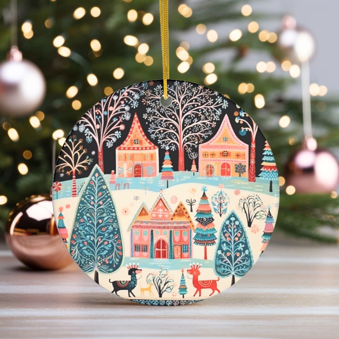 Scandinavian Christmas Ornament Vintage Folk Art Nordic Art Ornament Scandi Christmas Home Decor