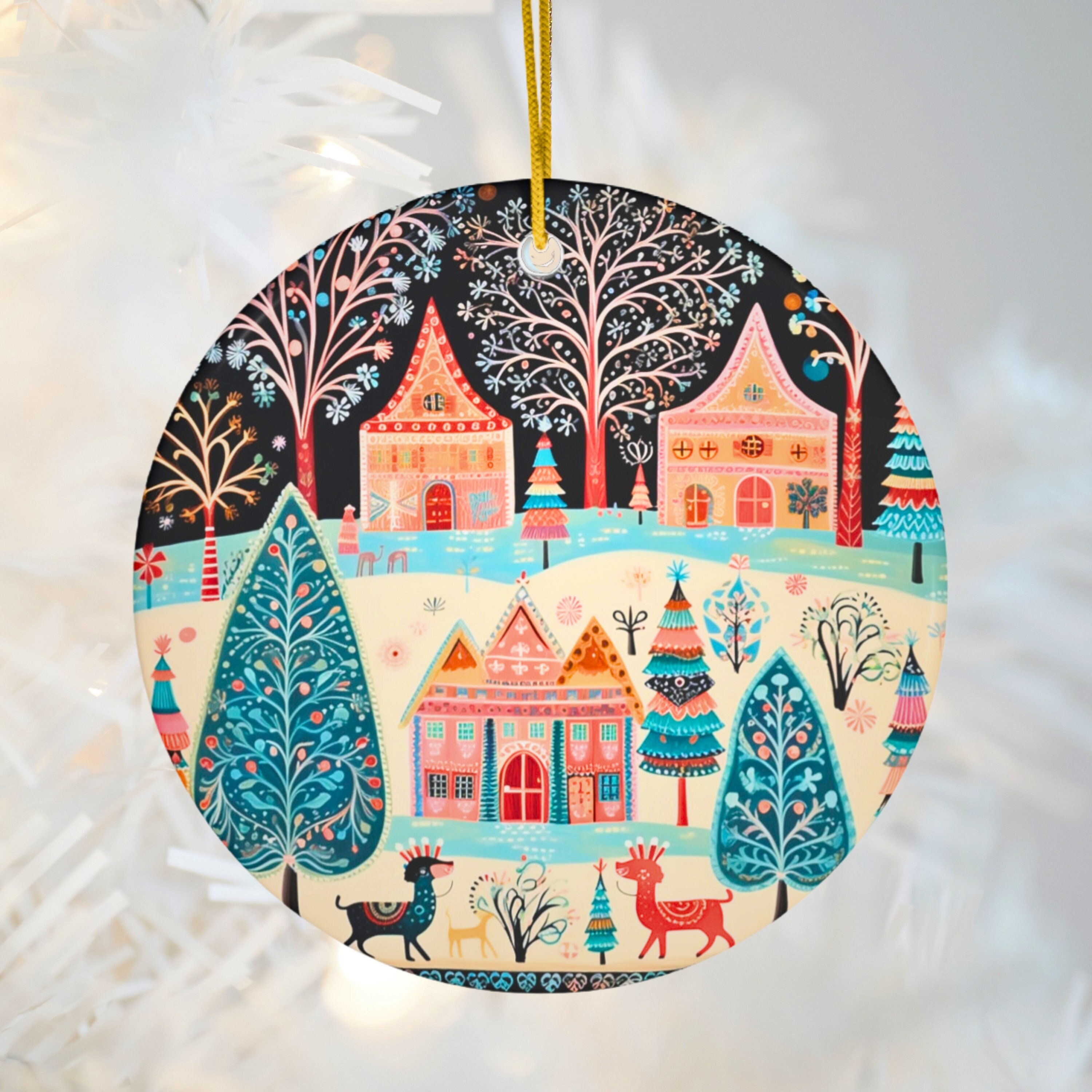 Scandinavian Christmas Ornament Vintage Folk Art Nordic Art Ornament Scandi Christmas Home Decor