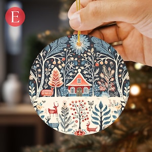 Winter Folk Art Christmas Tree Decor Hygge Christmas Scandinavian Folk Art Deer Swedish Ornament Nordic Ornament Folk Christmas Tree