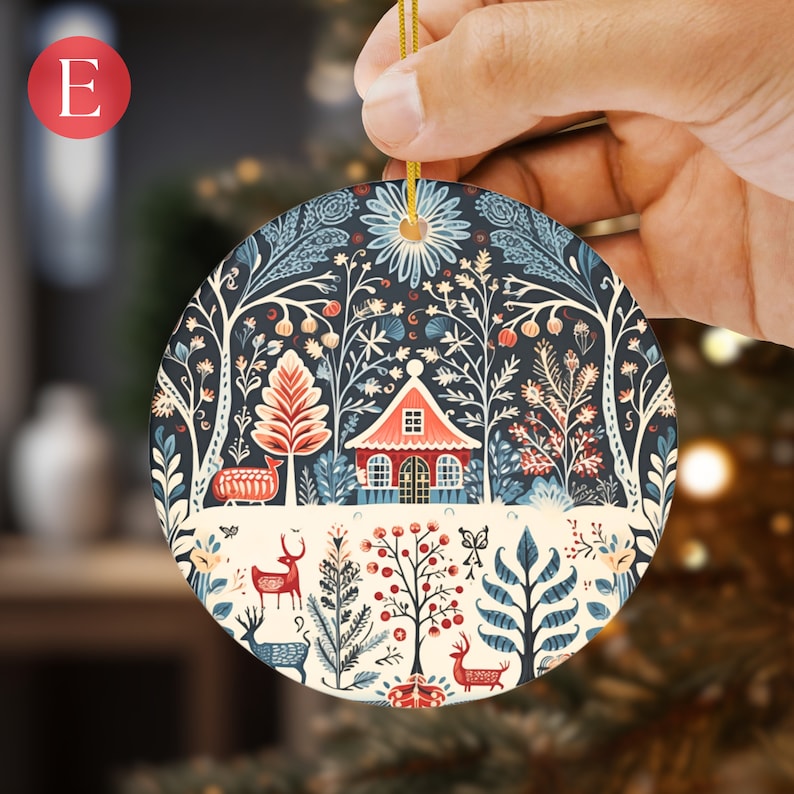 Winter Folk Art Christmas Tree Decor Hygge Christmas Scandinavian Folk Art Deer Swedish Ornament Nordic Ornament Folk Christmas Tree