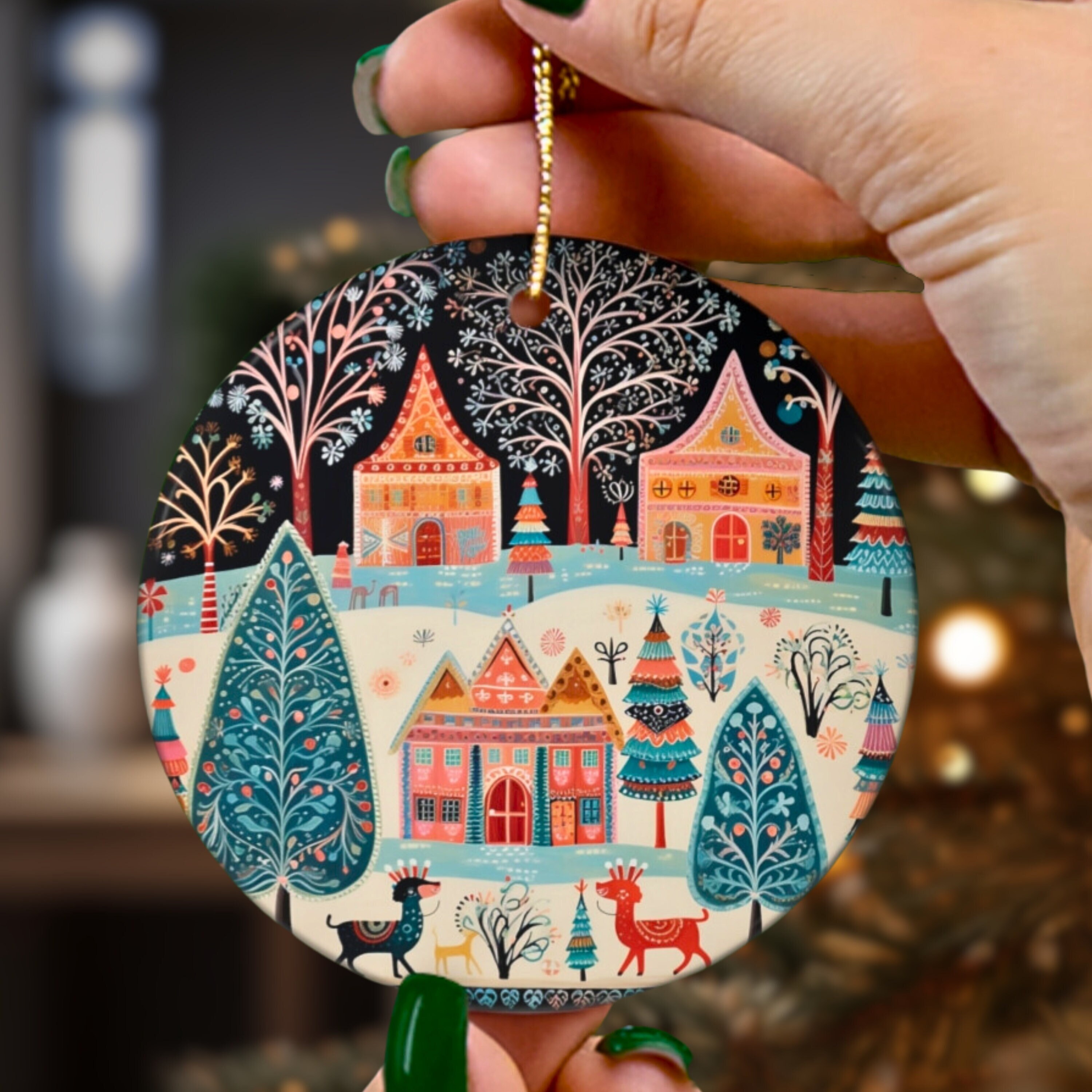 Scandinavian Christmas Ornament Vintage Folk Art Nordic Art Ornament Scandi Christmas Home Decor