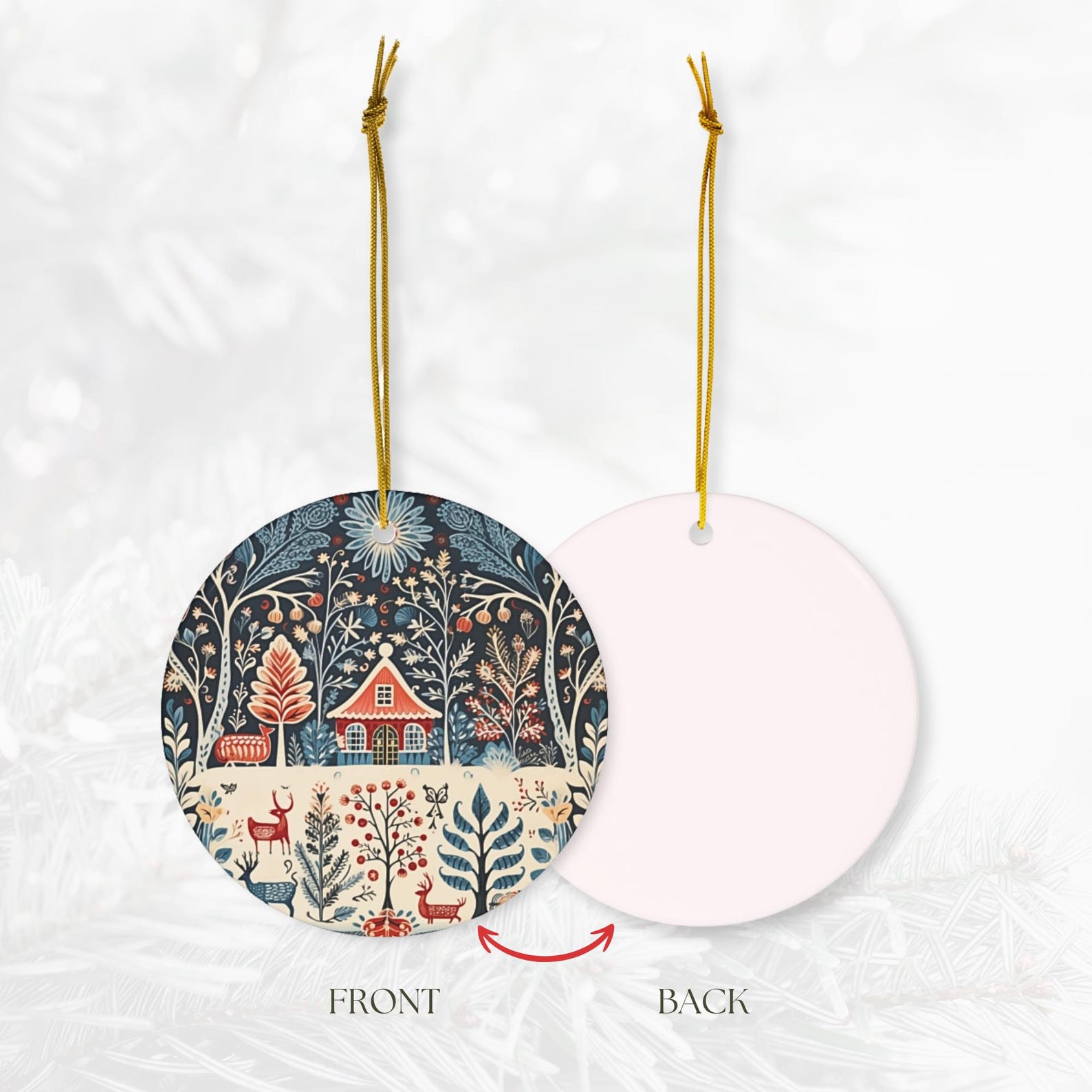 Picture of Scandinavian Christmas Ornaments Folk Art Deer, Hygge Decor Swedish ...