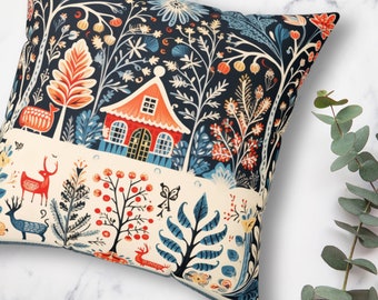 Scandinavian Home Decor Pillow Cases Nordic Art Magical Pillow Covers House Warming Gift Square Pillowcase FolkArt Pillow Case