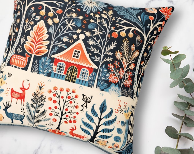 Scandinavian Home Decor Pillow Cases Nordic Art Magical Pillow Covers House Warming Gift Square Pillowcase FolkArt Pillow Case