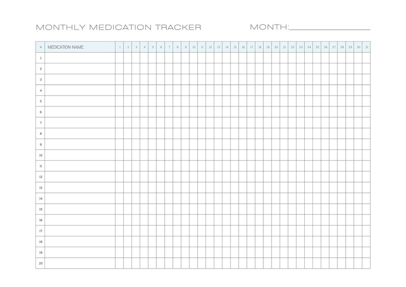 Monthly Medication Tracker Template Instant Download Printable Tracker Monthly Medication Tracker Template Instant Download Printable Tracker