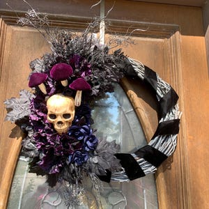 Grapevine Skull and Mushroom wreath
