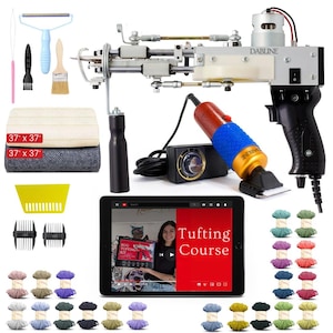 Dabline Rug Tufting Gun Kit – Supplies Including 2 in 1 Tufting Gun, Carpet Trimmer, Tufting and Backing Cloth, 20 Yarns, Tools Accessories