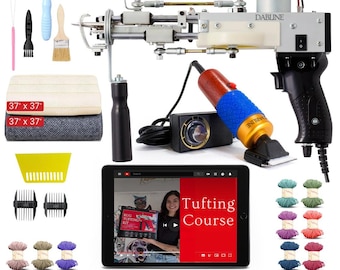 Dabline Rug Tufting Gun Kit – Supplies Including 2 in 1 Tufting Gun, Carpet Trimmer, Tufting and Backing Cloth, 20 Yarns, Tools Accessories