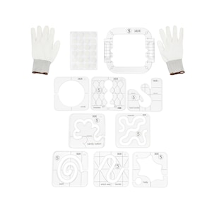 DABLINE 12 PCs Quilting Template Set Includes 8 Quilting Templates, Quilting Frame, Quilting Gloves, and Quilting Stickers.