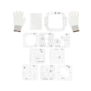 DABLINE 13 PCs Quilting Template Set Includes 8 Quilting Templates, Quilting Frame, Quilting Gloves, and Quilting Stickers.