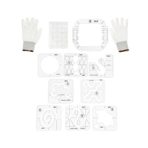 DABLINE 12 PCs Quilting Template Set Includes 8 Quilting Templates, Quilting Frame, Quilting Gloves, and Quilting Stickers.