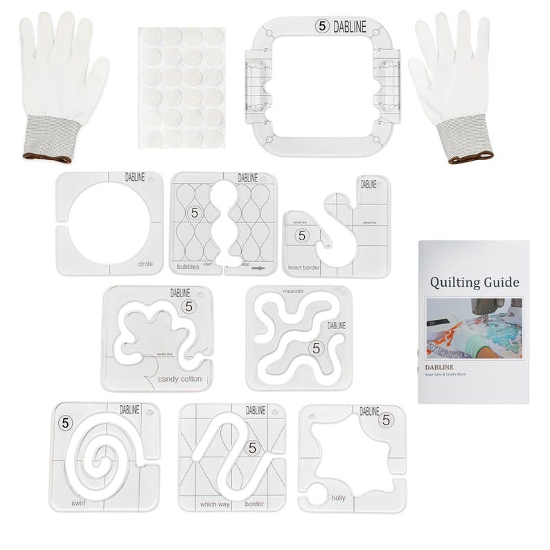 DABLINE 13 Pcs Quilting Template Set Includes 8 Quilting Templates