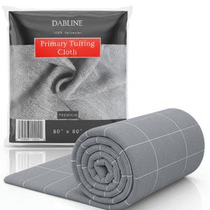 DABLINE 80" x 80" Primary Tufting Cloth with White Grid, Beginner-Friendly Gray Monks Cloth for Rug Tufting, Punch Needle and Durable Fabric