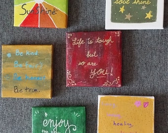Mini Painting, Mini Art, Mini Canvas, Acrylic Painting, Inspirational Quotes, Positive Sayings, Positivity, Decor, Mini Decor
