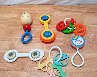 Lot of Vintage Baby Rattles/Toys Fisher Price Gerber The First Years Collectible