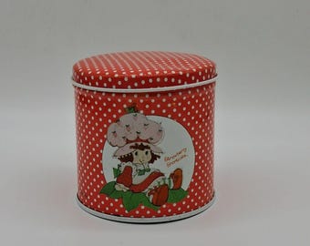 Vintage American Greetings Strawberry Shortcake Metal Canister Collectible 3.5"